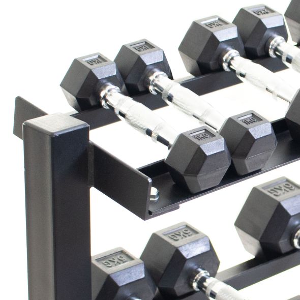 Body Power Rubber Hex Set - 1kg to 10kg and 40 Inch 3-Tier Rack