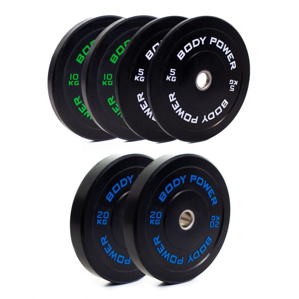 Body Power 70Kg Solid Rubber Olympic Weight Plate Set