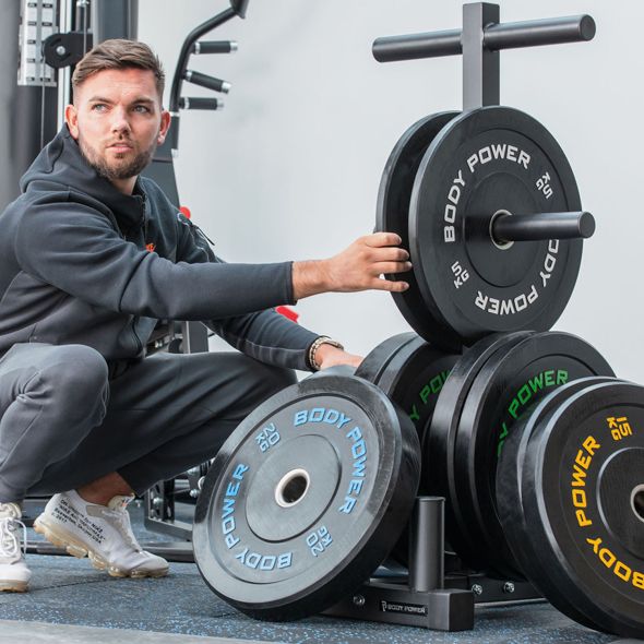 Body Power 90Kg Solid Rubber Olympic Weight Set