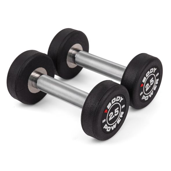 Body Power 2.5kg Pro Round Rubber Dumbbells (x2)