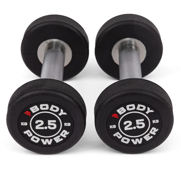Body Power 2.5kg Pro Round Rubber Dumbbells (x2)