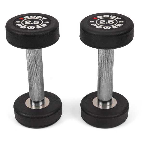 Body Power 2.5kg Pro Round Rubber Dumbbells (x2)