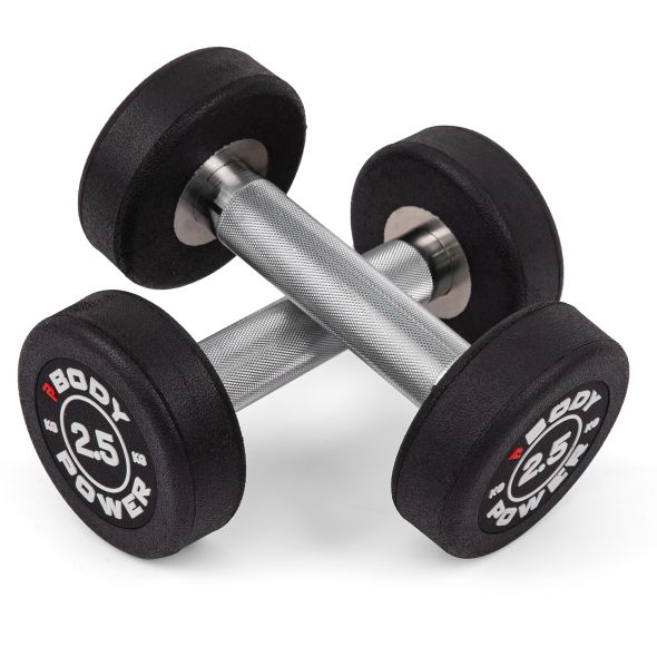 Body Power 2.5kg Pro Round Rubber Dumbbells (x2)