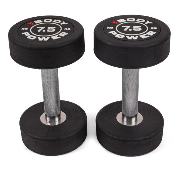 Body Power 7.5kg Pro Round Rubber Dumbbells (x2)