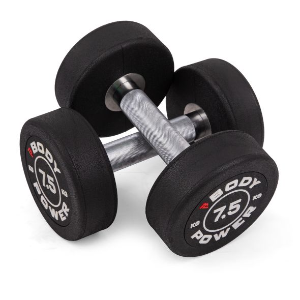 Body Power 7.5kg Pro Round Rubber Dumbbells (x2)