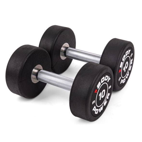 Body Power 10kg Pro Round Rubber Dumbbells (x2)