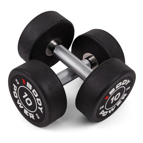 Body Power 10kg Pro Round Rubber Dumbbells (x2)