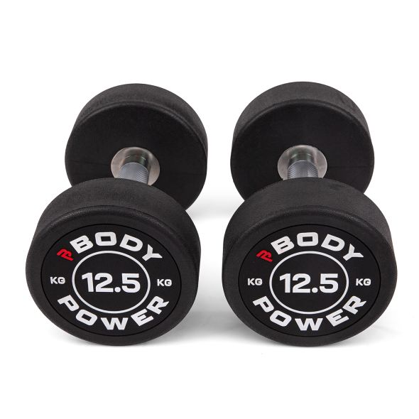 Body Power 12.5kg Pro Round Rubber Dumbbells (x2)