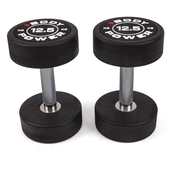 Body Power 12.5kg Pro Round Rubber Dumbbells (x2)