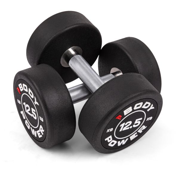 Body Power 12.5kg Pro Round Rubber Dumbbells (x2)