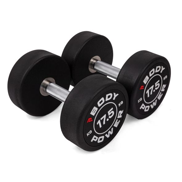 Body Power 17.5kg Pro Round Rubber Dumbbells (x2)