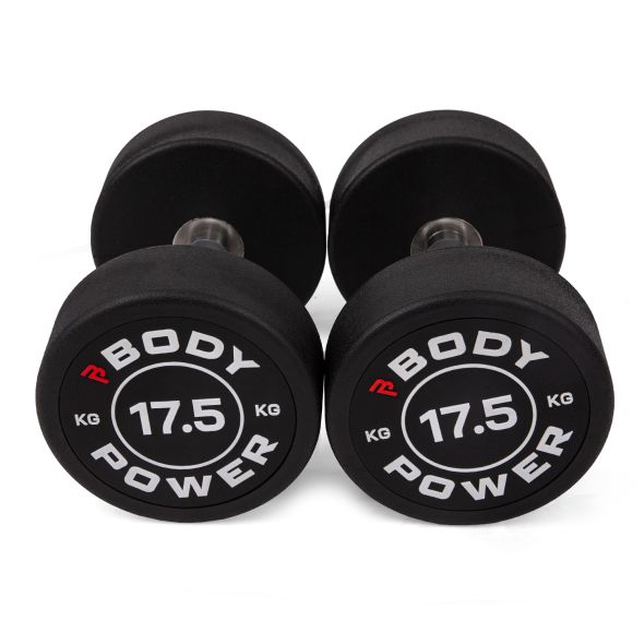 Body Power 17.5kg Pro Round Rubber Dumbbells (x2)