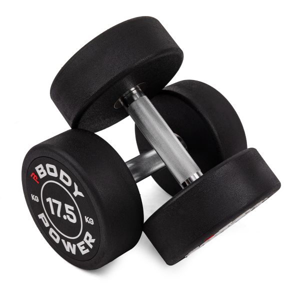 Body Power 17.5kg Pro Round Rubber Dumbbells (x2)