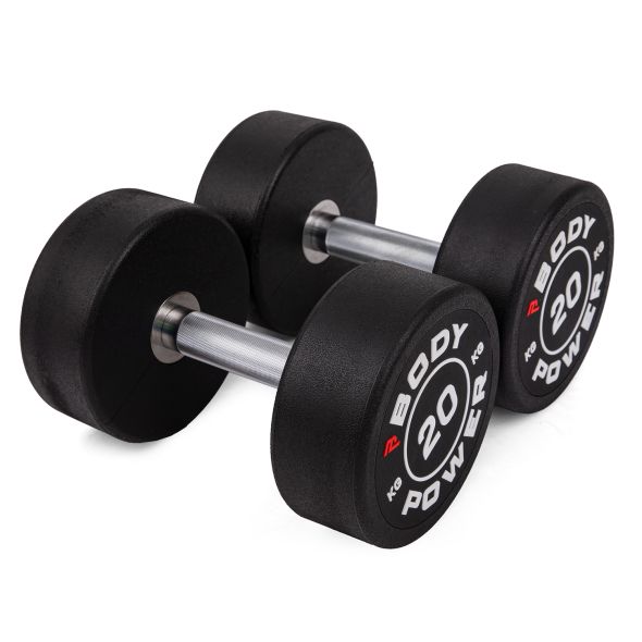 Body Power 20kg Pro Round Rubber Dumbbells (x2)