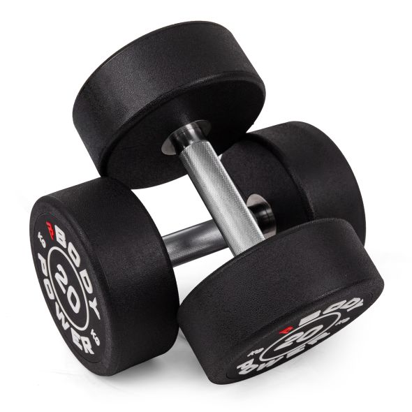 Body Power 20kg Pro Round Rubber Dumbbells (x2)