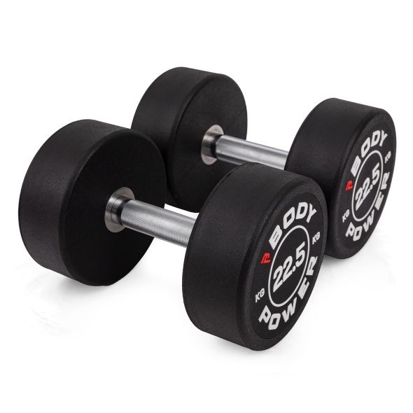 Body Power 22.5kg Pro Round Rubber Dumbbells (x2)