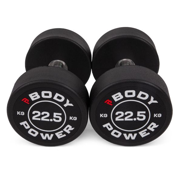 Body Power 22.5kg Pro Round Rubber Dumbbells (x2)