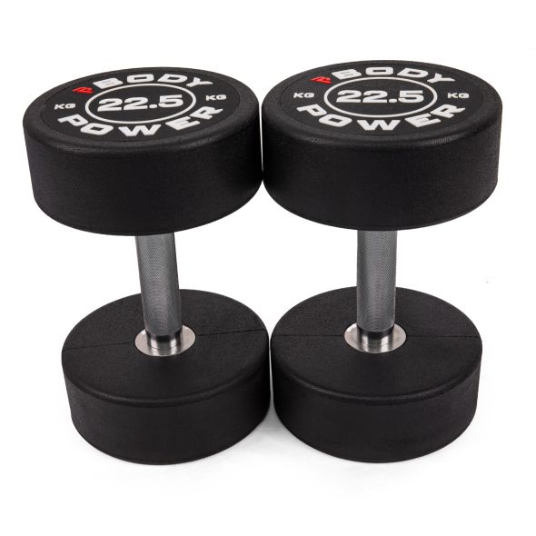 Body Power 22.5kg Pro Round Rubber Dumbbells (x2)