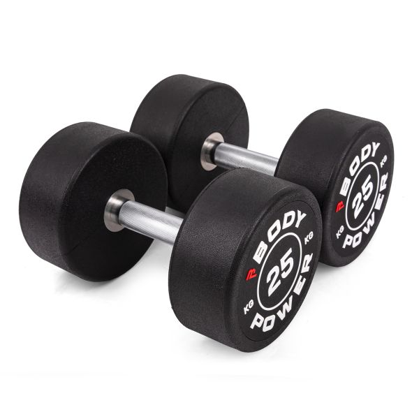 Body Power 25kg Pro Round Rubber Dumbbells (x2)