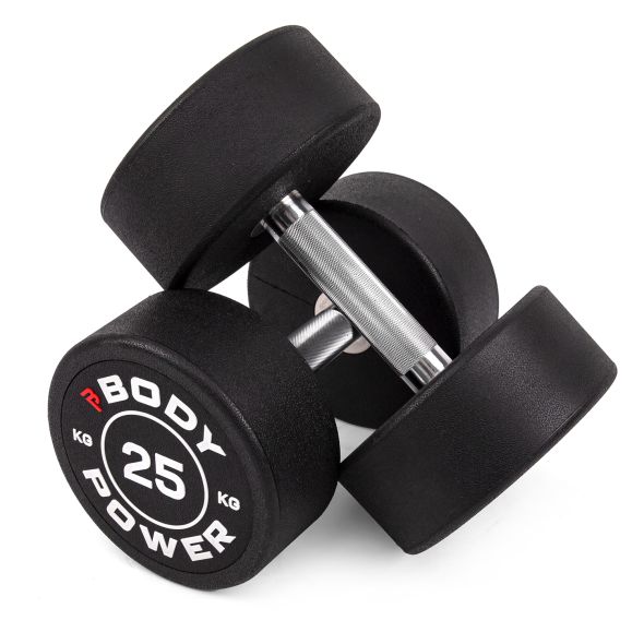 Body Power 25kg Pro Round Rubber Dumbbells (x2)