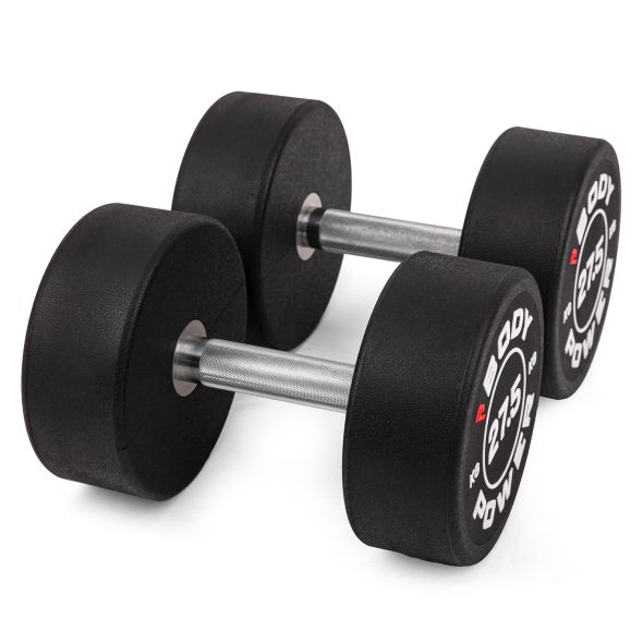 Body Power 27.5kg Pro Round Rubber Dumbbells (x2)