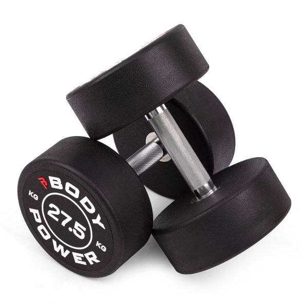 Body Power 27.5kg Pro Round Rubber Dumbbells (x2)