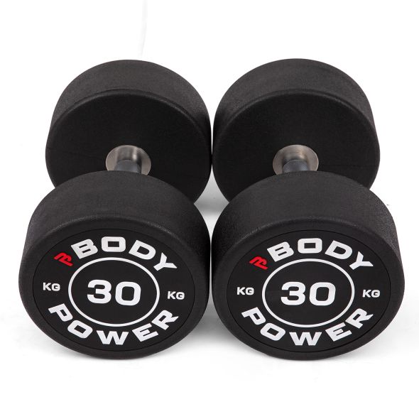 Body Power 30kg Pro Round Rubber Dumbbells (x2)