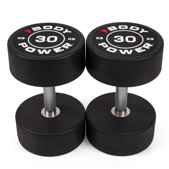 Body Power 30kg Pro Round Rubber Dumbbells (x2)