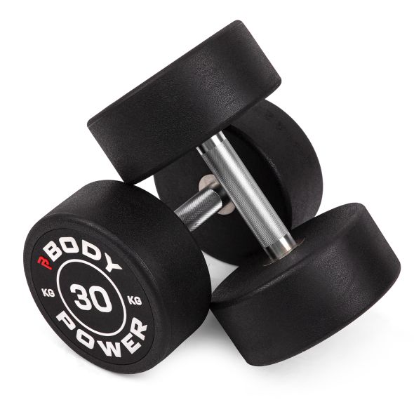 Body Power 30kg Pro Round Rubber Dumbbells (x2)