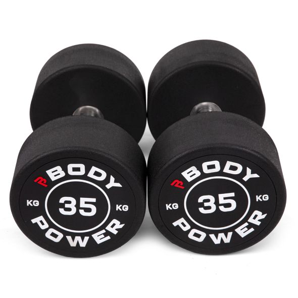 Body Power 35kg Pro Round Rubber Dumbbells (x2)