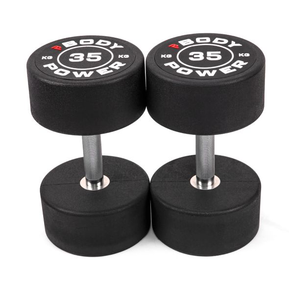 Body Power 35kg Pro Round Rubber Dumbbells (x2)