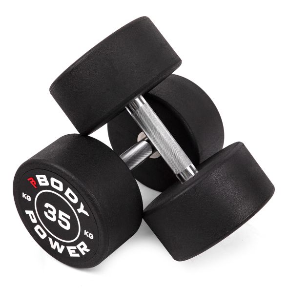 Body Power 35kg Pro Round Rubber Dumbbells (x2)