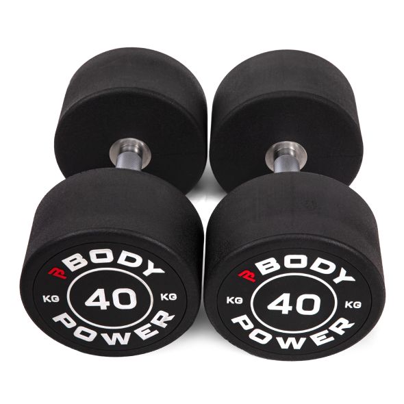 Body Power 40kg Pro Round Rubber Dumbbells (x2)