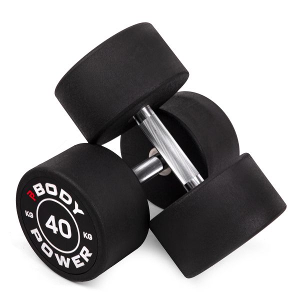 Body Power 40kg Pro Round Rubber Dumbbells (x2)