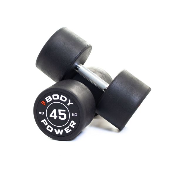 Body Power 45kg Pro Round Rubber Dumbbells (x2)