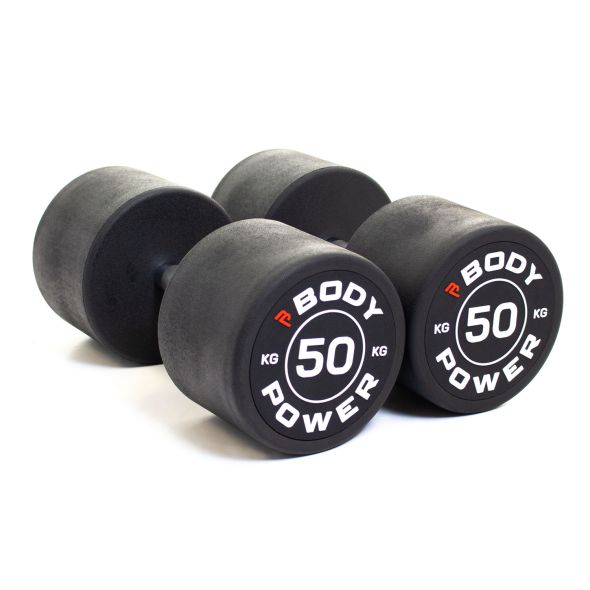 Body Power 50kg Pro Round Rubber Dumbbells (x2)