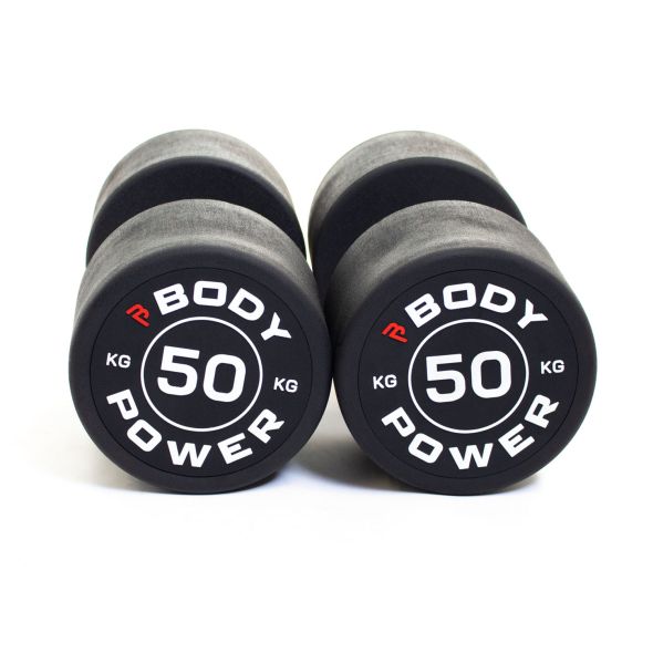 Body Power 50kg Pro Round Rubber Dumbbells (x2)