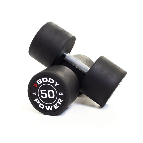 Body Power 50kg Pro Round Rubber Dumbbells (x2)