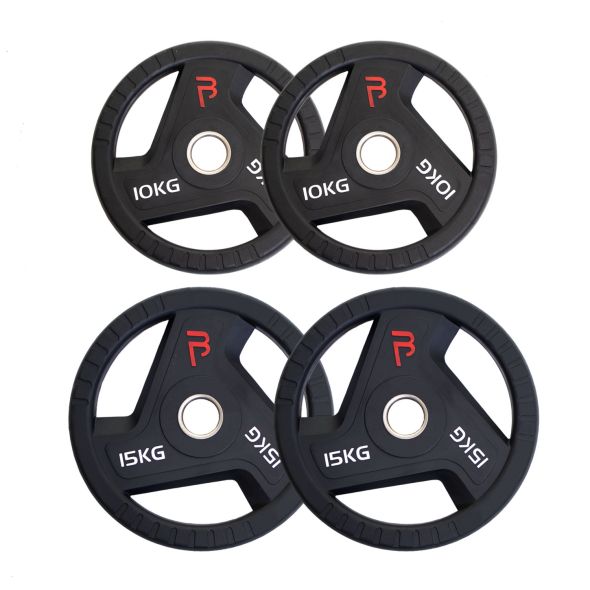 Body Power 50kg Rubber Tri-Grip Olympic Weight Plate Set