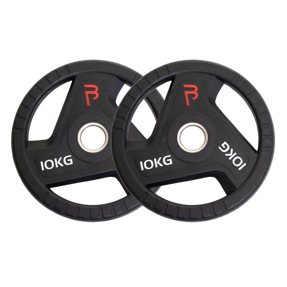 Body Power 50kg Rubber Tri-Grip Olympic Weight Plate Set