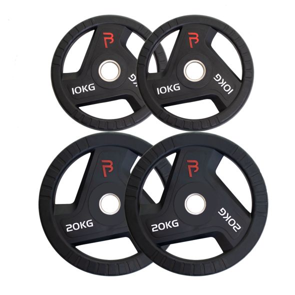 Body Power 60kg Rubber Tri-Grip Olympic Weight Plate Set