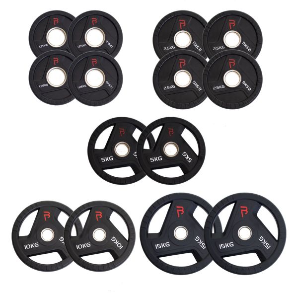 Body Power 75kg Rubber Tri-Grip Olympic Weight Plate Kit