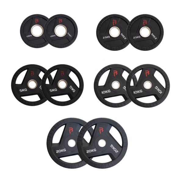 Body Power 77.5kg Rubber Tri-Grip Olympic Weight Plate Set