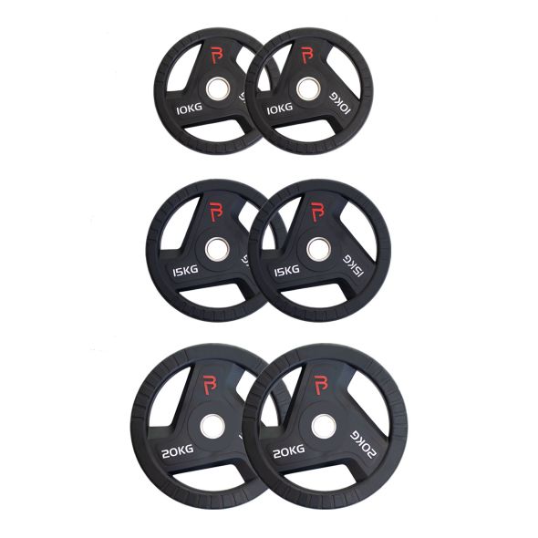 Body Power 90kg Rubber Tri-Grip Olympic Weight Plate Set