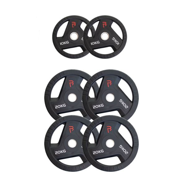Body Power 100kg Rubber Tri-Grip Olympic Weight Plate Set