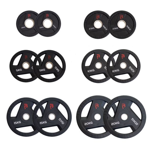 Body Power 107.5kg Rubber Tri-Grip Olympic Weight Plate Set
