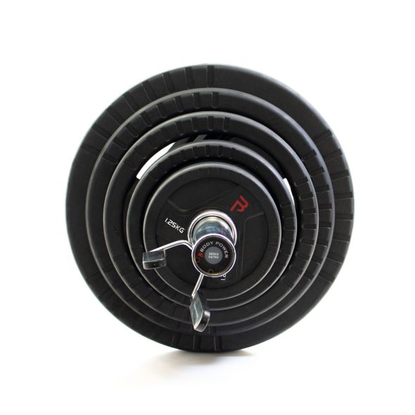 Body Power 115kg Rubber Tri-Grip Olympic Weight Set