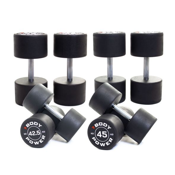 Body Power Pro Round Rubber Dumbbell Set - 42.5kg, 45kg, 47.5kg and 50kg Pairs