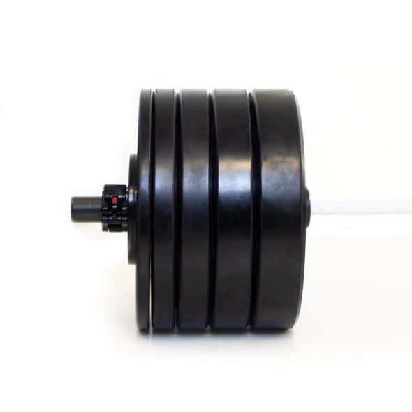 Body Power 175kg Solid Rubber Bumper Kit with Competition Teflon Barbell in White