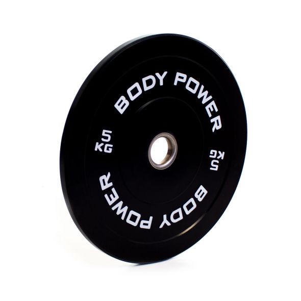 Body Power 175kg Solid Rubber Bumper Kit with Competition Teflon Barbell in White